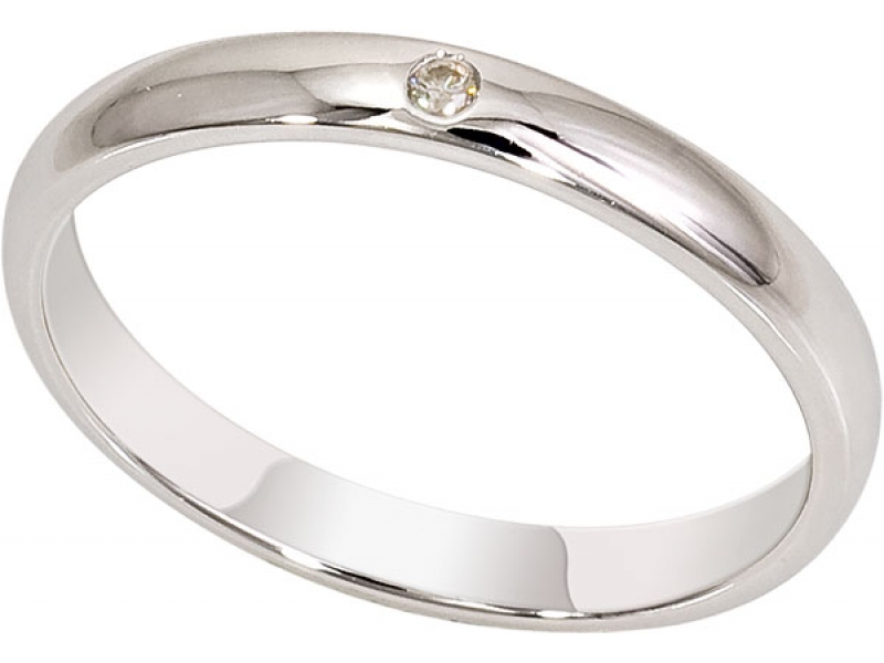 Обручальное кольцо из белого золота с бриллиантом 1017081-21240