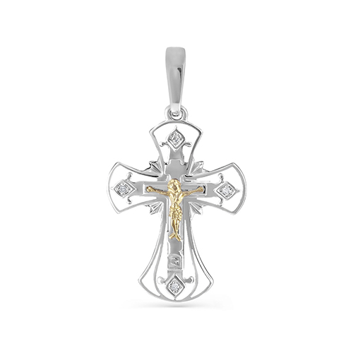 Серебряный крест с бриллиантом арт. 3-060-1010 3-060-1010