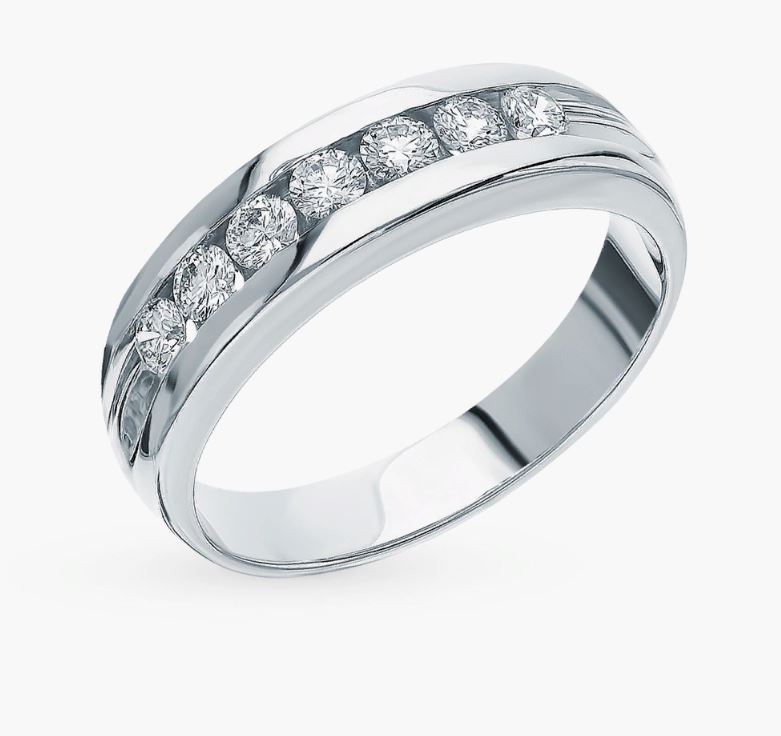 Обручальное кольцо из белого золота с бриллиантом 87070-0II