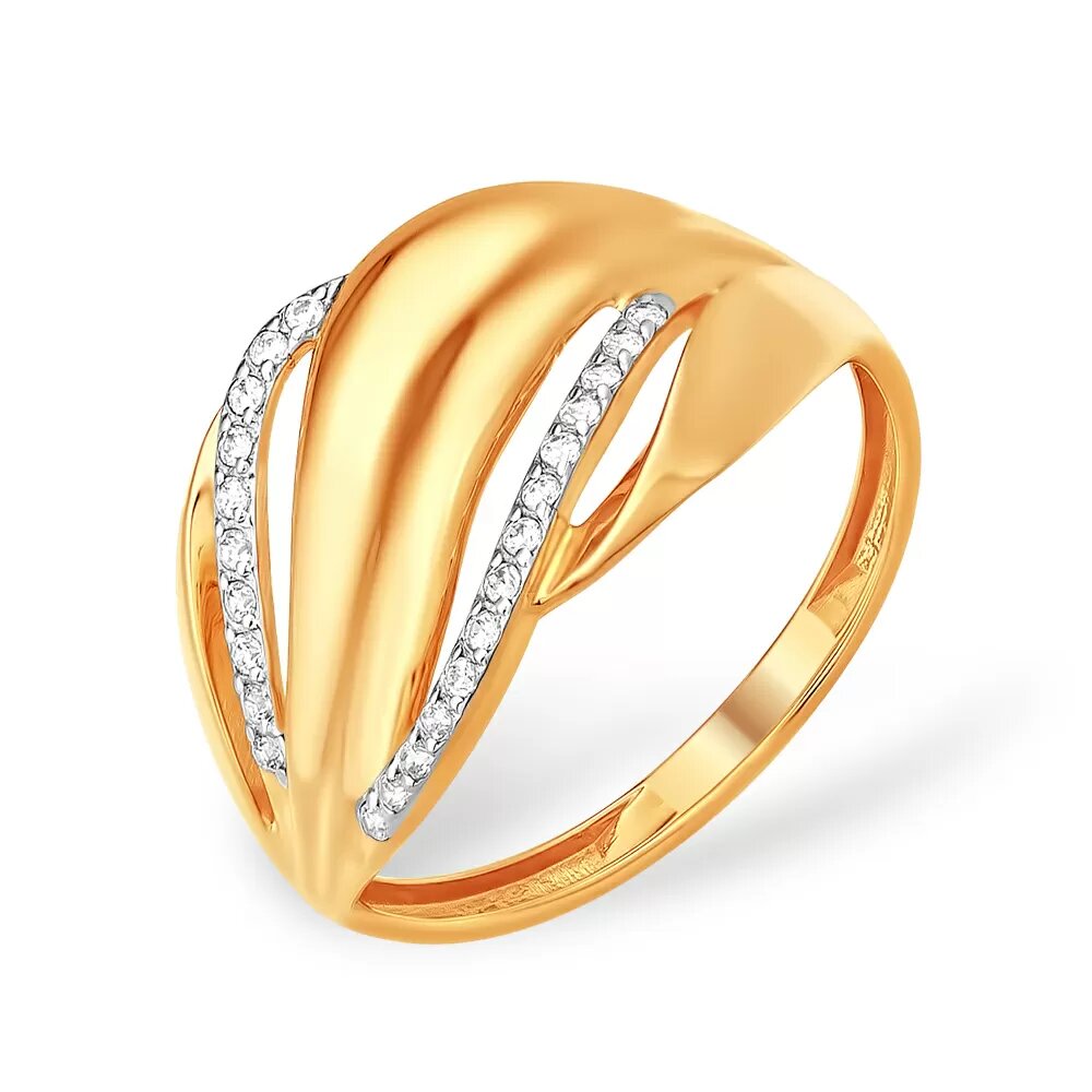 Золотое кольцо с фианитом к13213896