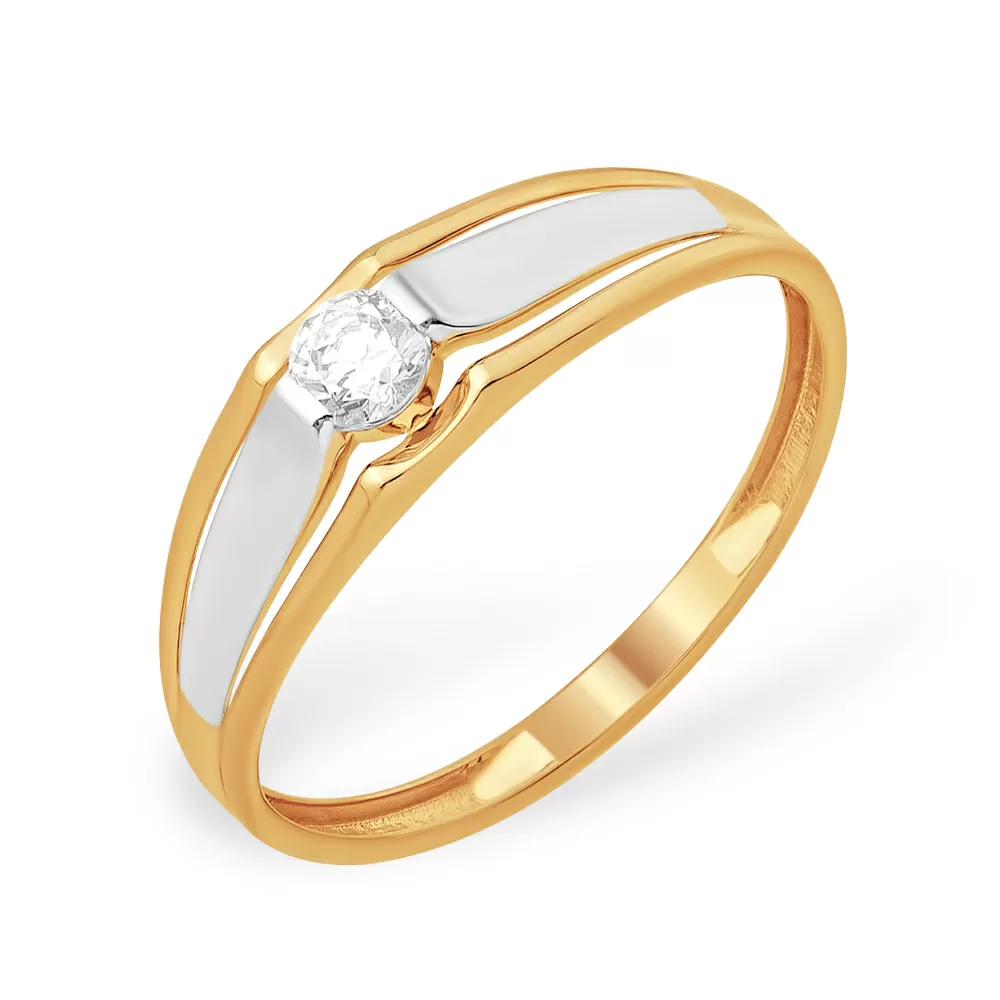 Золотое кольцо с фианитом к13211852