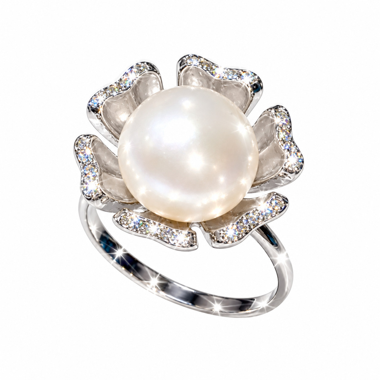 Кольцо из серебра с фианитом и с жемчугом Шабалкин Е.В. к0698 к0698