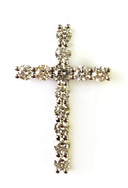 Подвес крест из белого золота с бриллиантом МЭЮЗ 09572 09572