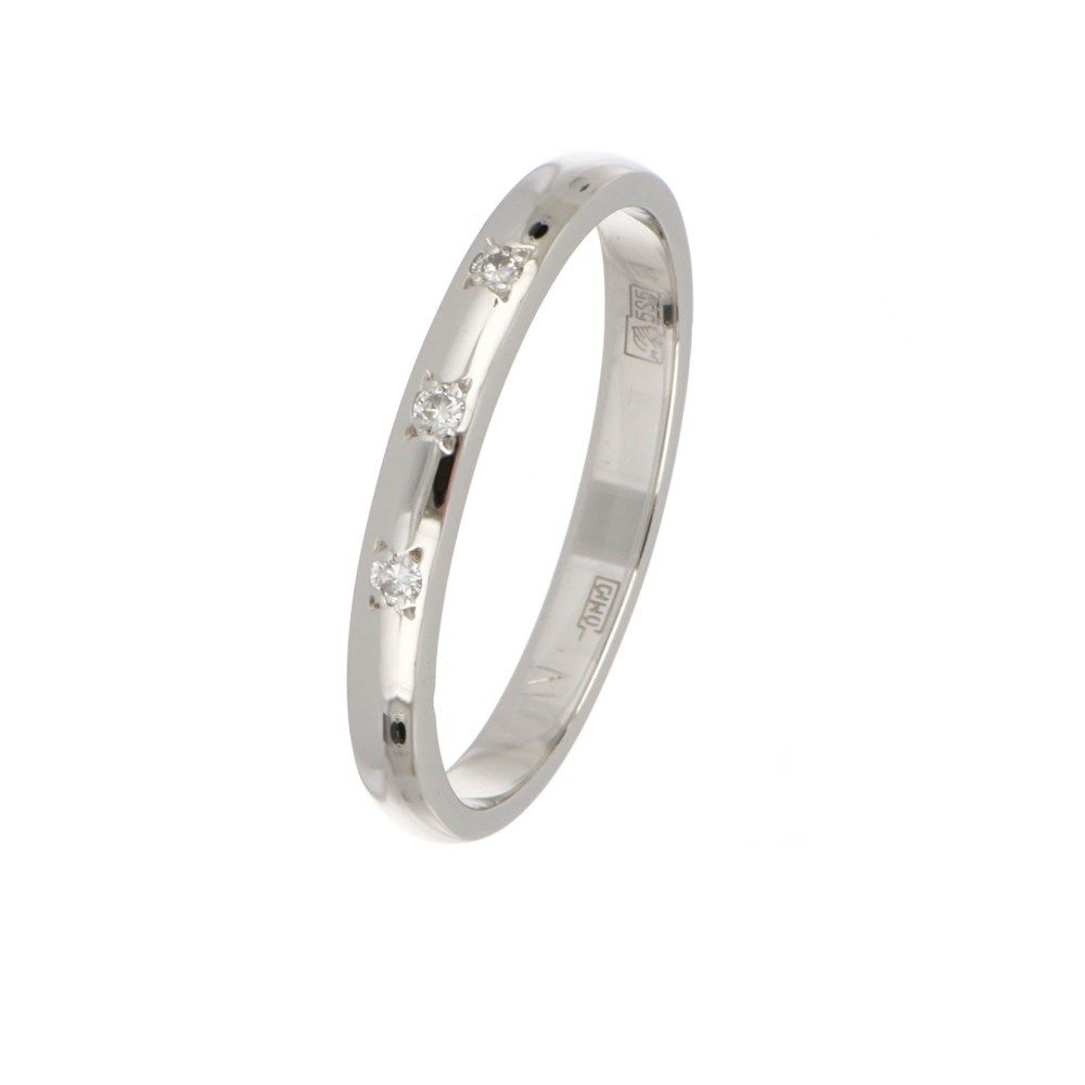 Обручальное кольцо из белого золота с бриллиантом 03124