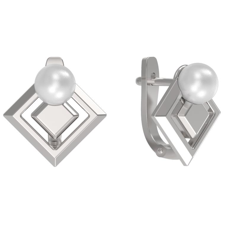 Серебряные серьги с искусственным жемчугом арт. 1038802-01250-2с 1038802-01250-2с