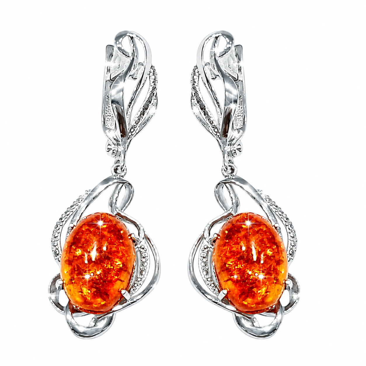 Серьги из серебра с янтарём ЮФ Кострома 20799с 20799с
