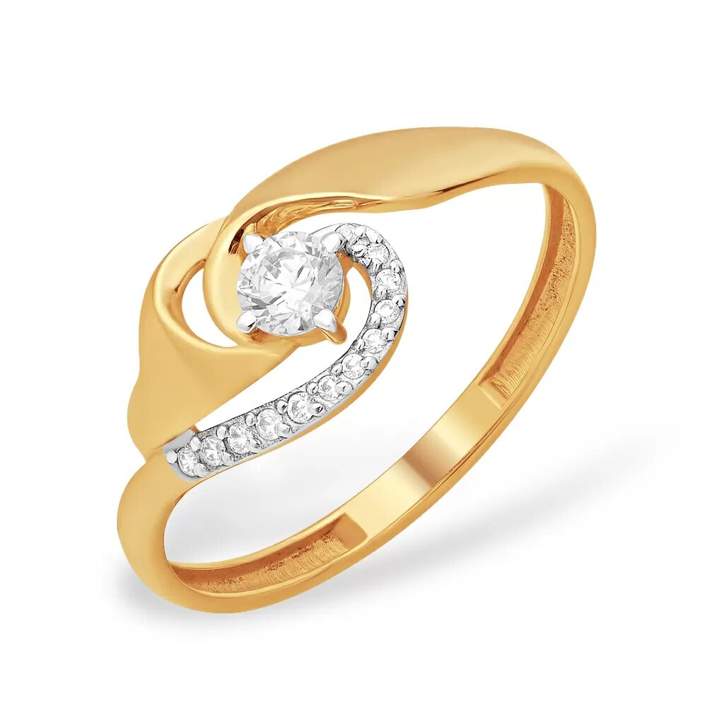 Золотое кольцо с фианитом к13211571