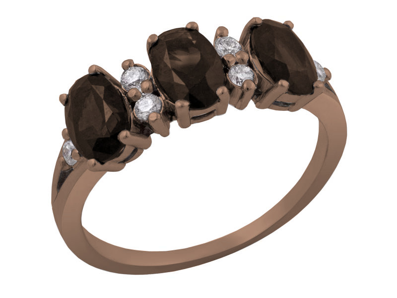 Золотое кольцо с раух-топазом и фианитом X7200112