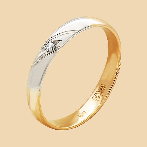 Обручальное кольцо из золота с бриллиантом Меридиан ЮК 301-110 301-110