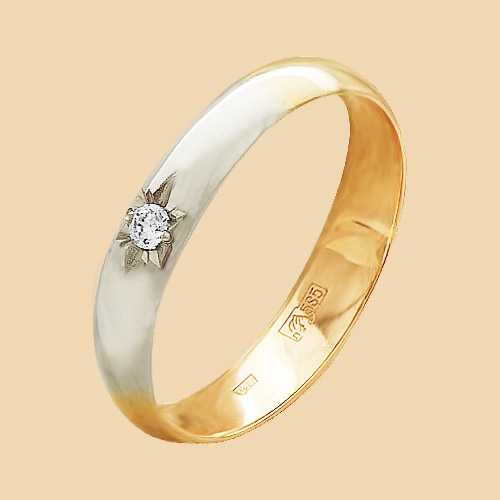 Обручальное кольцо из золота с бриллиантом Меридиан ЮК 351-110 351-110