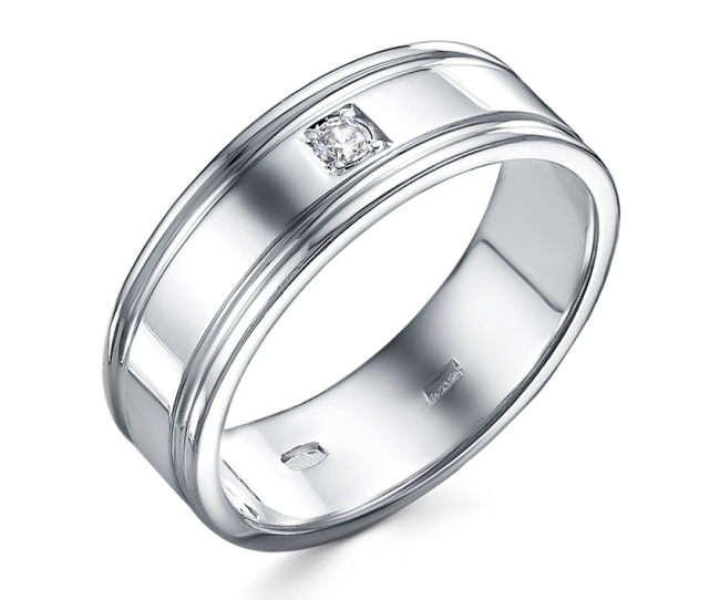 Обручальное кольцо из серебра с фианитом Эффект 7-012кф-16 7-012кф-16