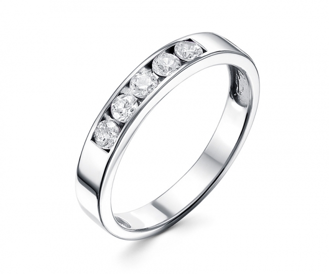 Обручальное кольцо из серебра с фианитом арт. 7-046кф-19.5 7-046кф-19.5