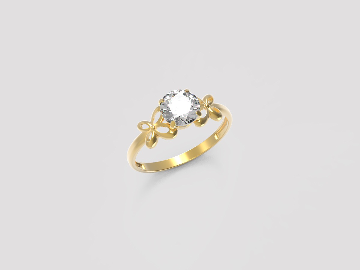 Золотое кольцо с фианитом к-094