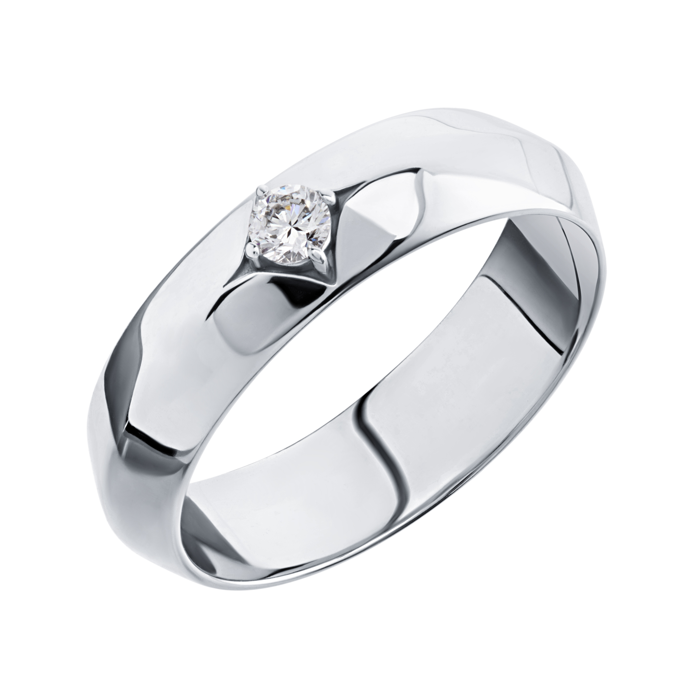 Обручальное кольцо из белого золота с бриллиантом 91314-I