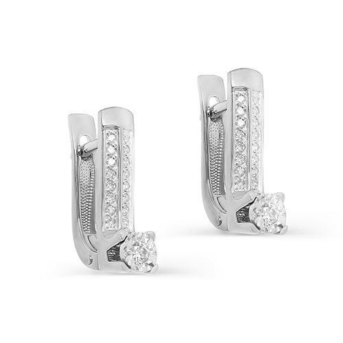 Серьги из белого золота с бриллиантом KABAROVSKY 12-11436-1000 12-11436-1000