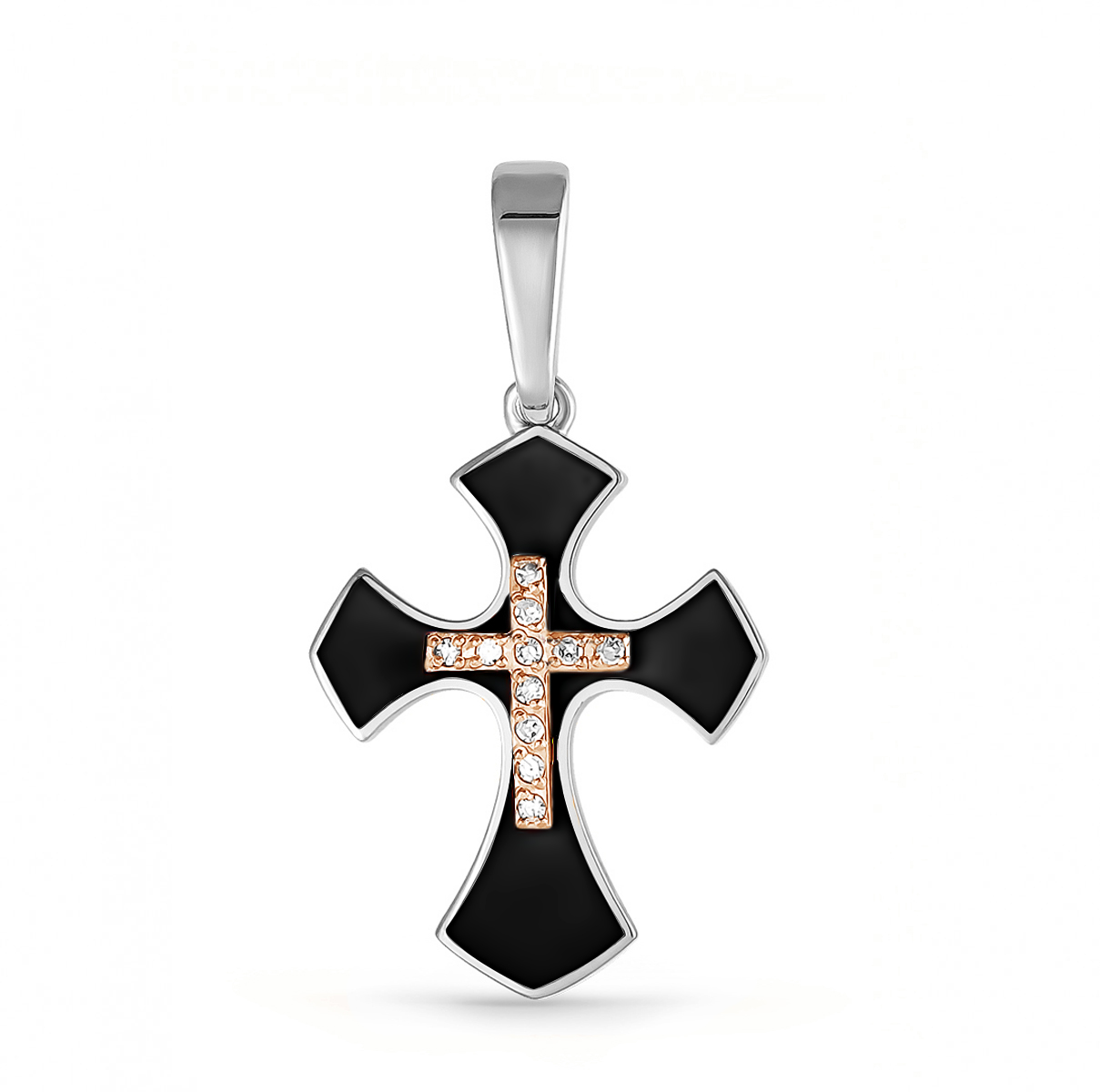 Серебряный крест с бриллиантом 3-063-1002