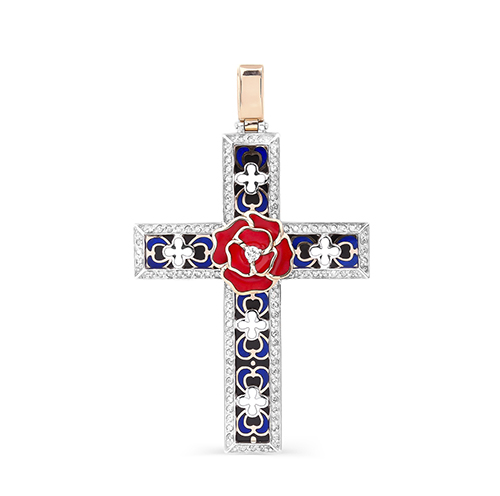 Серебряный крест с бриллиантом 3-146-1001