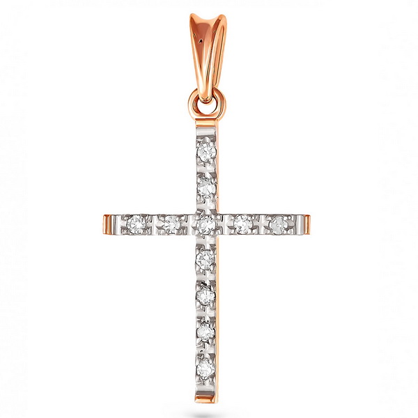 Золотой крест с бриллиантом 3-0028-1000