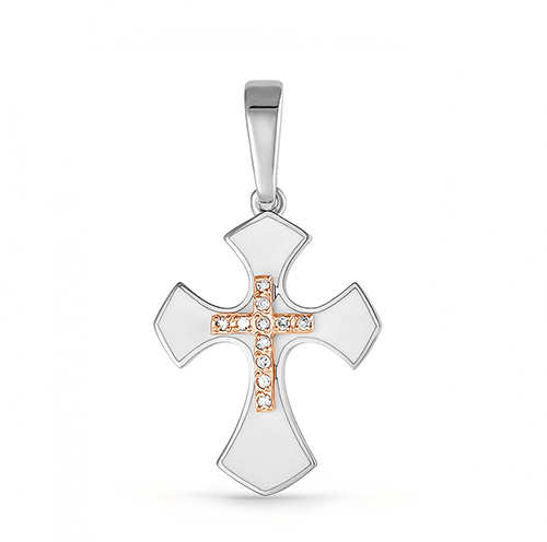 Серебряный крест с бриллиантом 3-063-1010