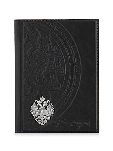 Обложка для паспорта с серебром 925 пробы Орел