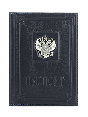 Обложка для паспорта с серебром 925 пробы Статус