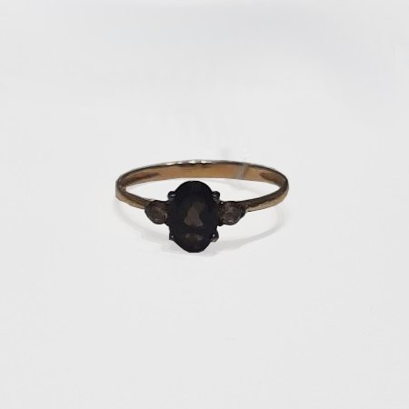 Золотое кольцо с раух-топазом и фианитом 001-043