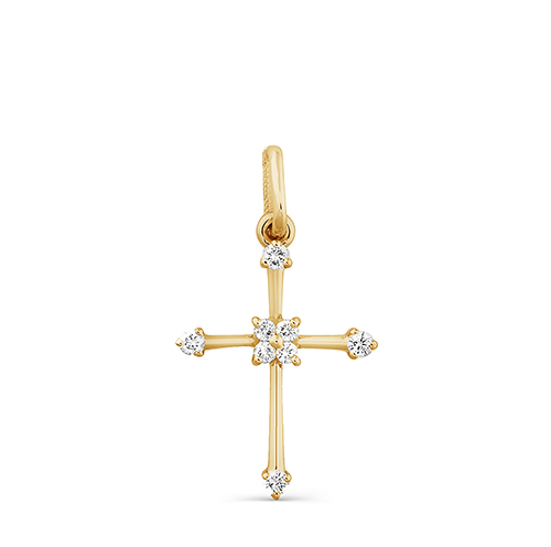 Крест из лимонного золота с бриллиантом 3-2030-1000
