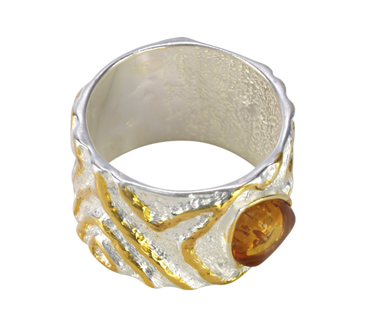 Кольцо из серебра с позолотой с янтарём Балтийское золото 61161223 61161223