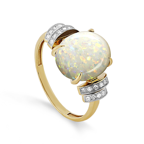 Кольцо из лимонного золота с бриллиантом и с опалом KABAROVSKY 11-21583-10800 11-21583-10800