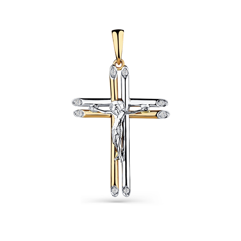 Золотой крест с бриллиантом 8-480428-00-00