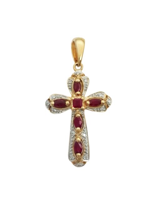 Подвес крест из золота с бриллиантом и с рубином Альфа 320534кр 320534кр