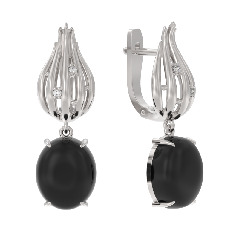 Серьги из серебра с фианитом и с агатом Арина 1047302-01110-y 1047302-01110-y