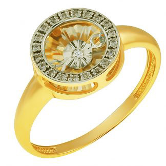 Кольцо из лимонного золота с бриллиантом Золотая подкова 802-02082-30-21-00-50 802-02082-30-21-00-50
