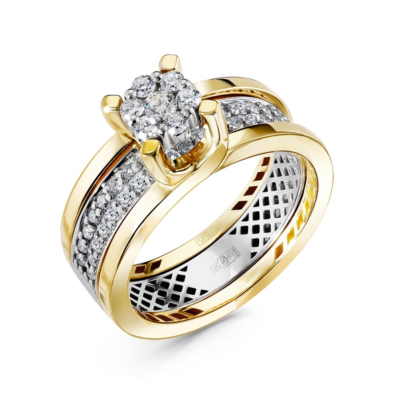 Кольцо из лимонного золота с бриллиантом ERA JEWELLERY 01-02023-06-001-0101 01-02023-06-001-0101