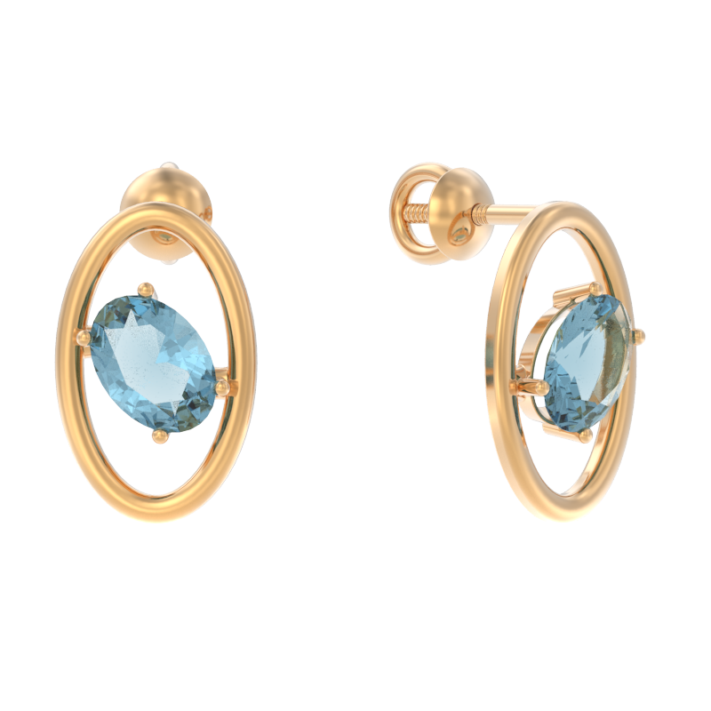 Серьги пусеты из золота с топазом Арина 1052742-11220-t 1052742-11220-t
