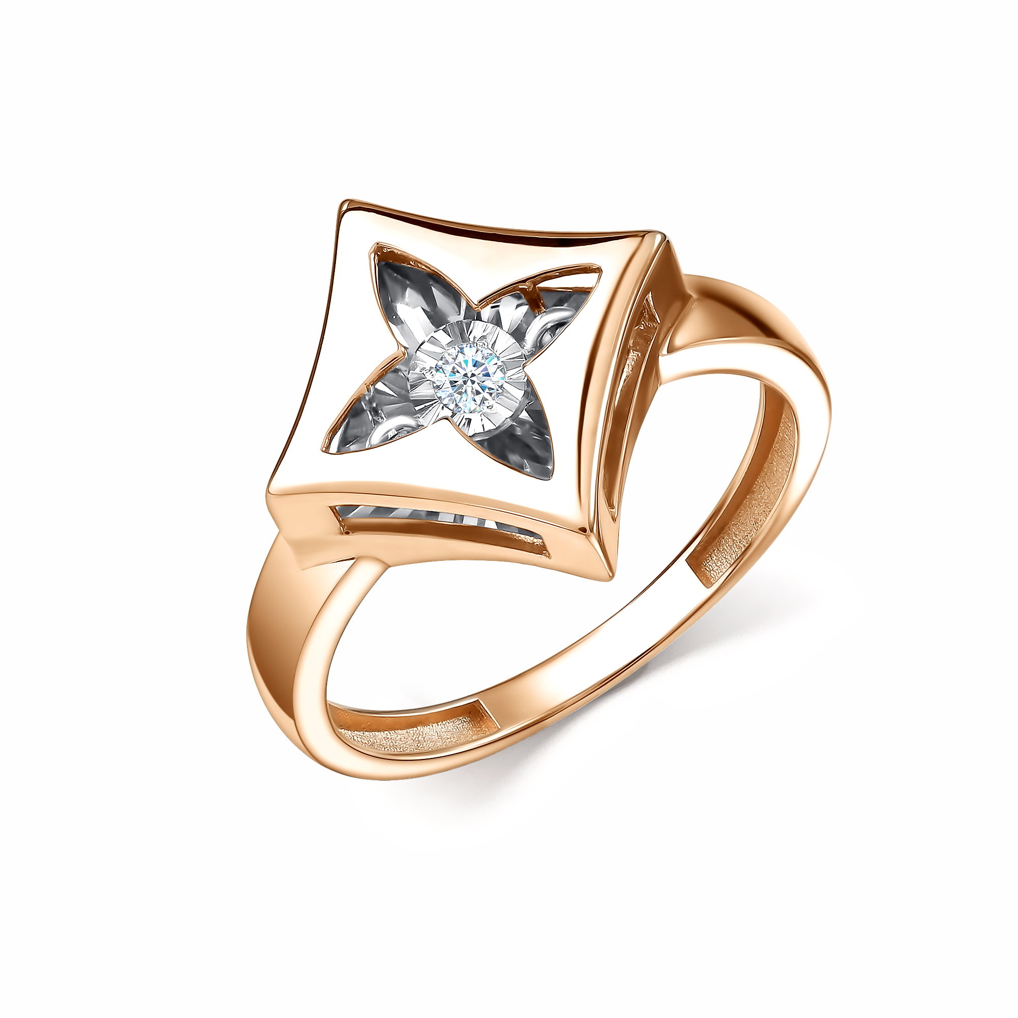 Кольцо из лимонного золота с бриллиантом 01-13-5958-11-00 Кольцо из лимонного золота с бриллиантом