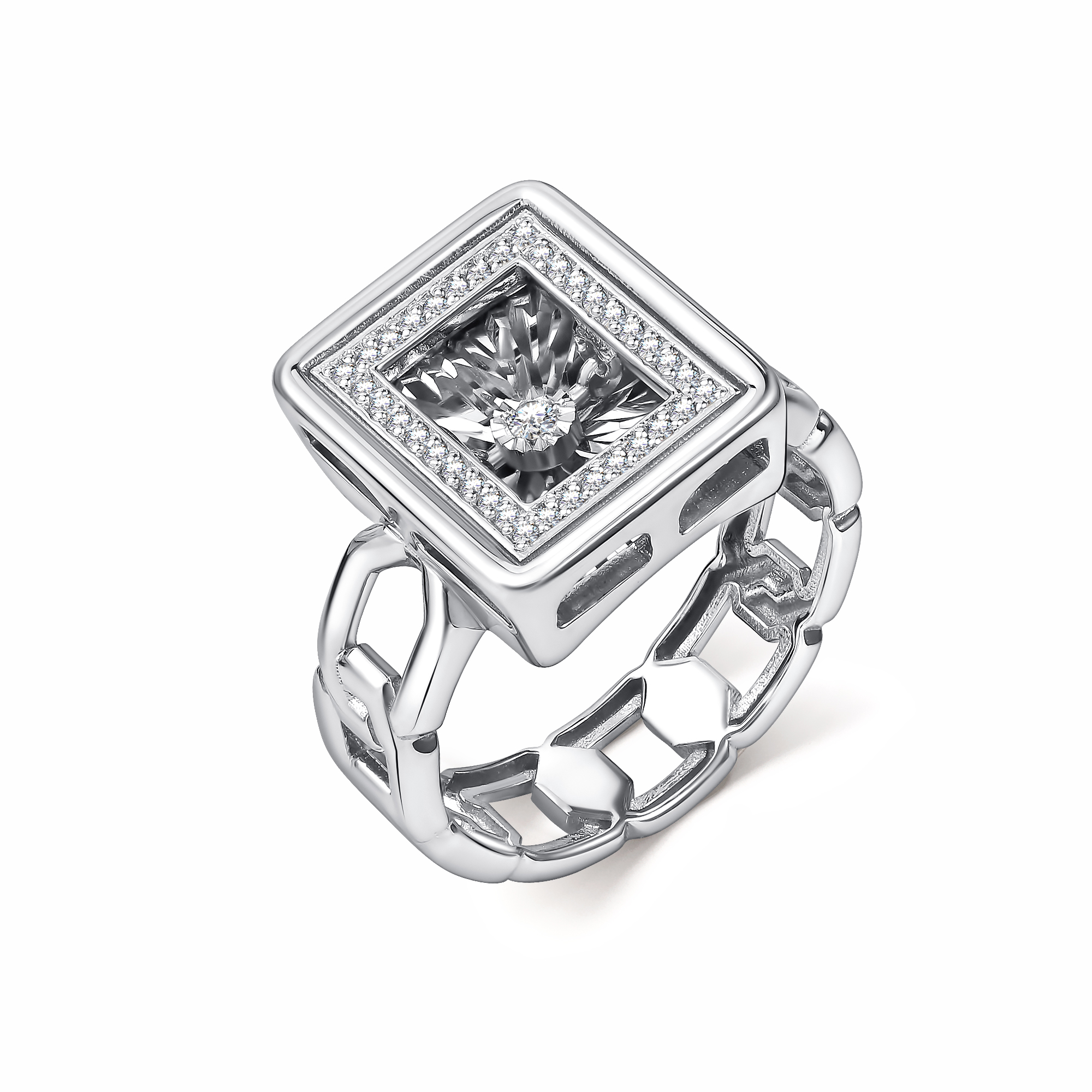 Кольцо из белого золота с бриллиантами 01-12-5996-31-00 Кольцо из белого золота с бриллиантами