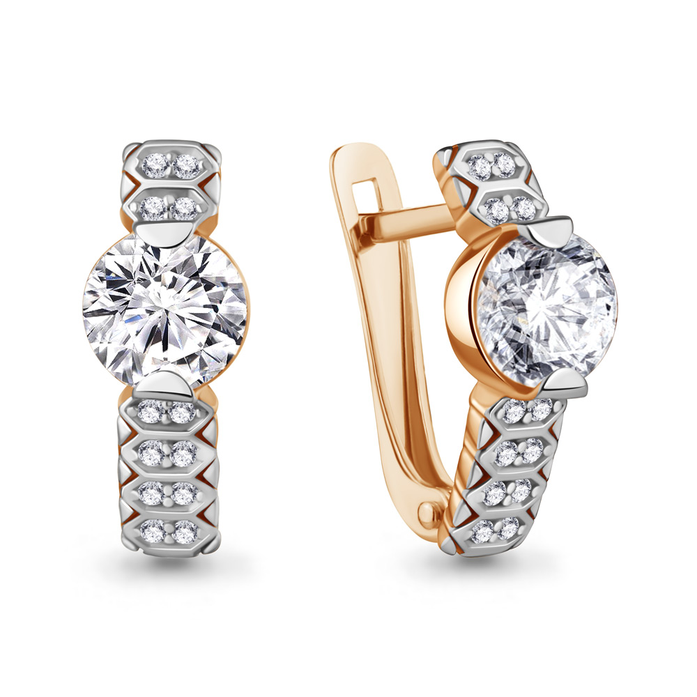 Серьги из золота с фианитом AQUAMARINE 400307а.1 400307а.1