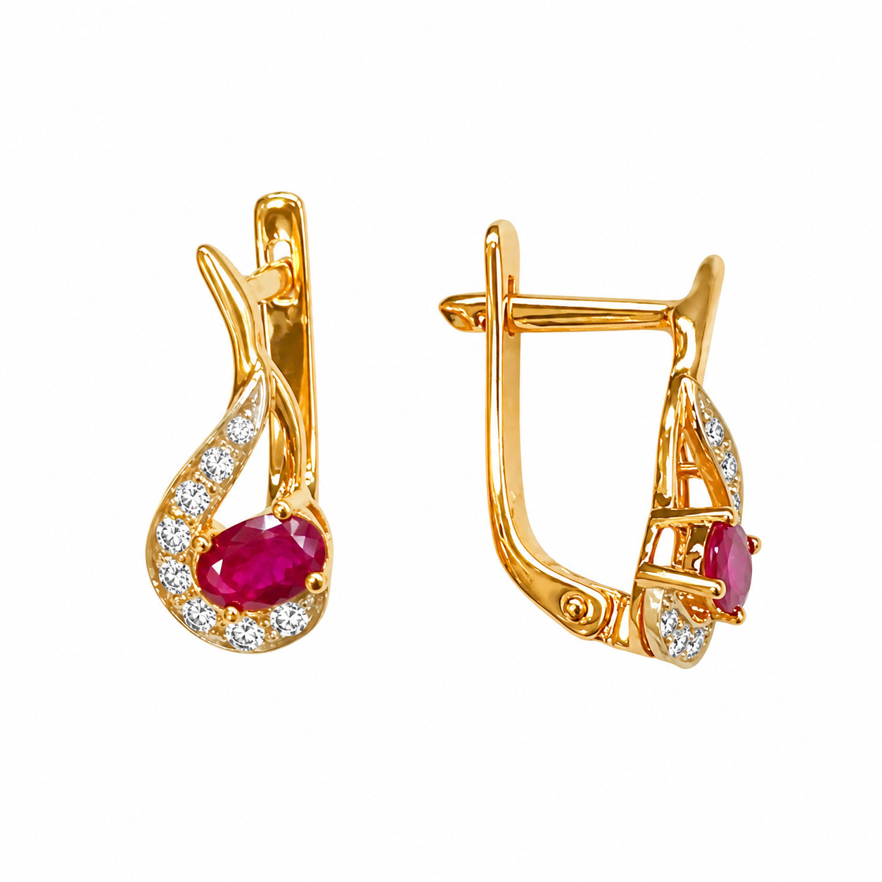 Серьги из золота с бриллиантом и с рубином ТК Рубин 02-38771кр 02-38771кр