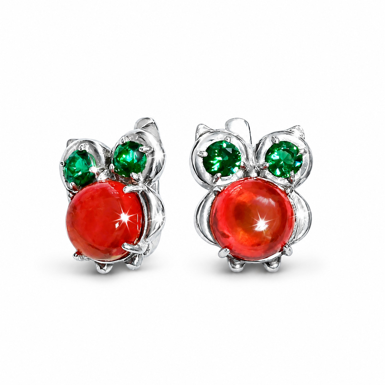 Серьги из серебра с фианитом и с янтарём Балтийское золото 22388302 22388302