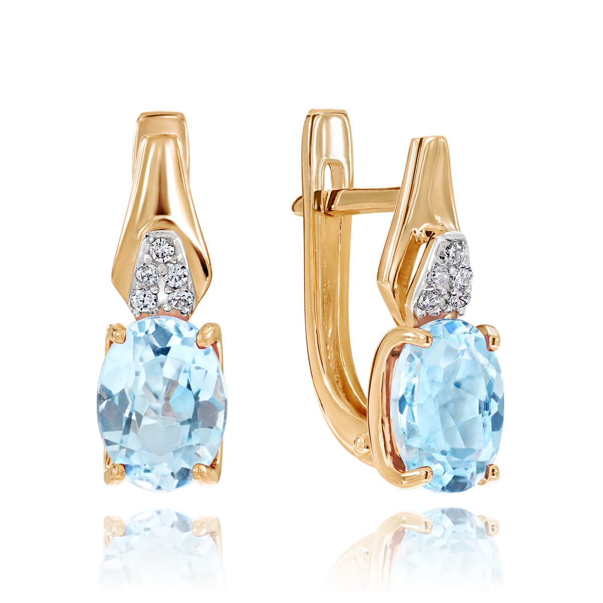 Серьги из золота с топазом и с фианитом Алорис 022421 022421