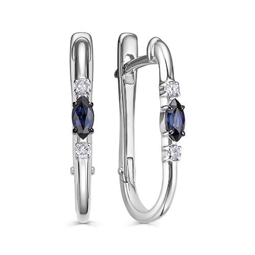 Серьги из белого золота с бриллиантом и с сапфиром KABAROVSKY 12-12027-1189 12-12027-1189