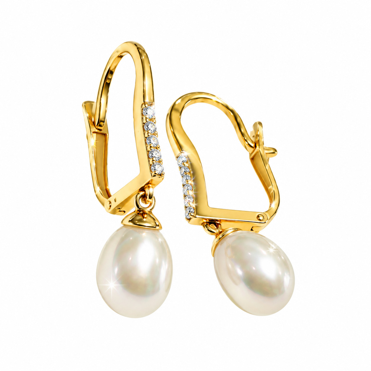 Серьги из золота с фианитом и с жемчугом Арина 7058232-11150 7058232-11150