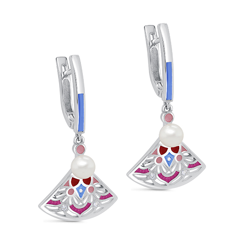 Серьги из серебра с фианитом и с жемчугом KABAROVSKY 12-719-1590 12-719-1590