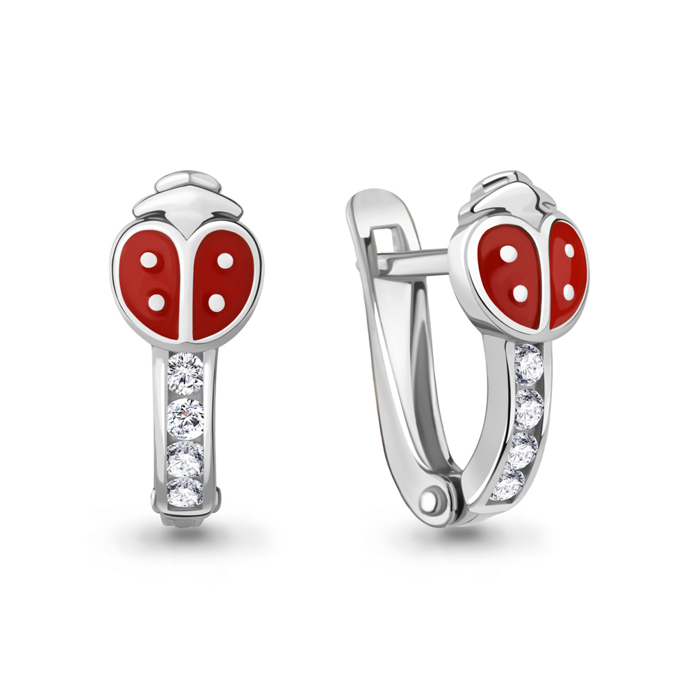 Серьги детские из серебра с фианитом и с эмалью AQUAMARINE 49786а.5 49786а.5