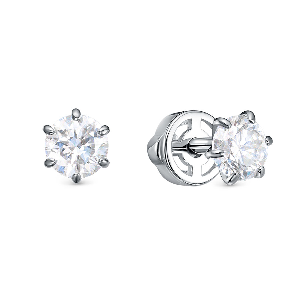 Серьги пусеты из белого золота с бриллиантом BUBLIK br2125401010w br2125401010w