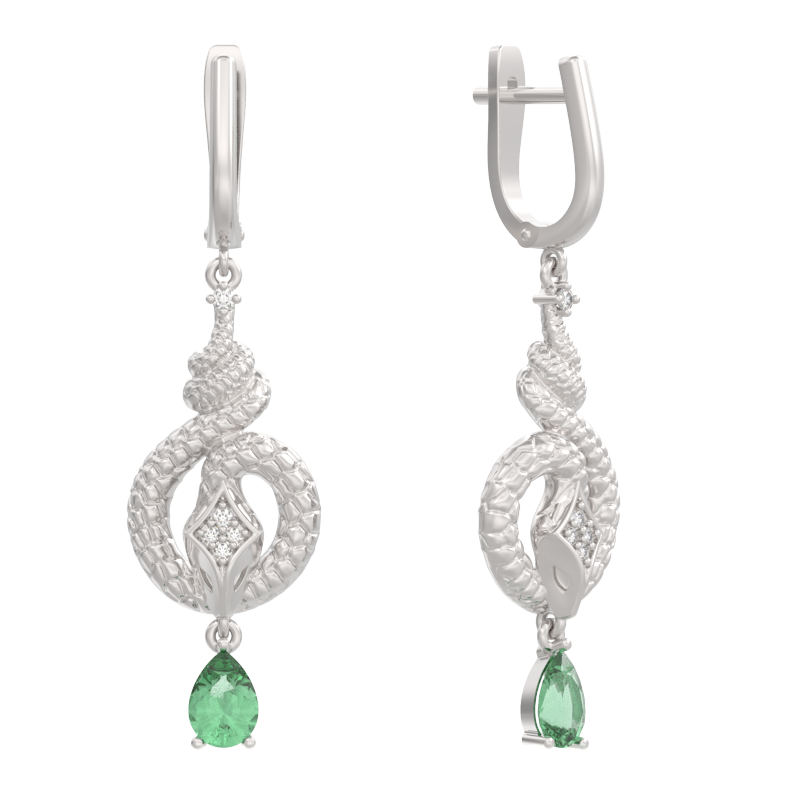 Серьги из серебра с фианитом и с агатом Арина 1056502-81190-y 1056502-81190-y