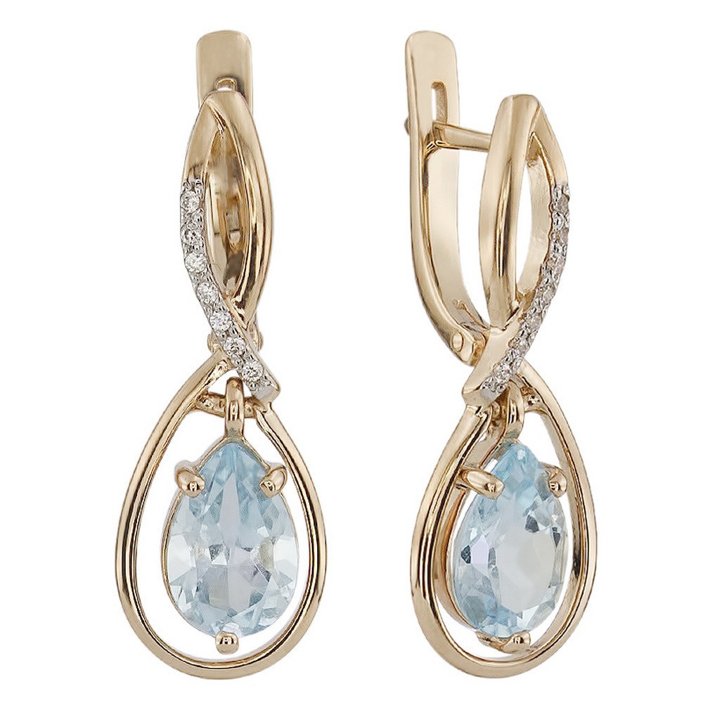 Серьги из золота с топазом и с фианитом Алорис 021440 021440