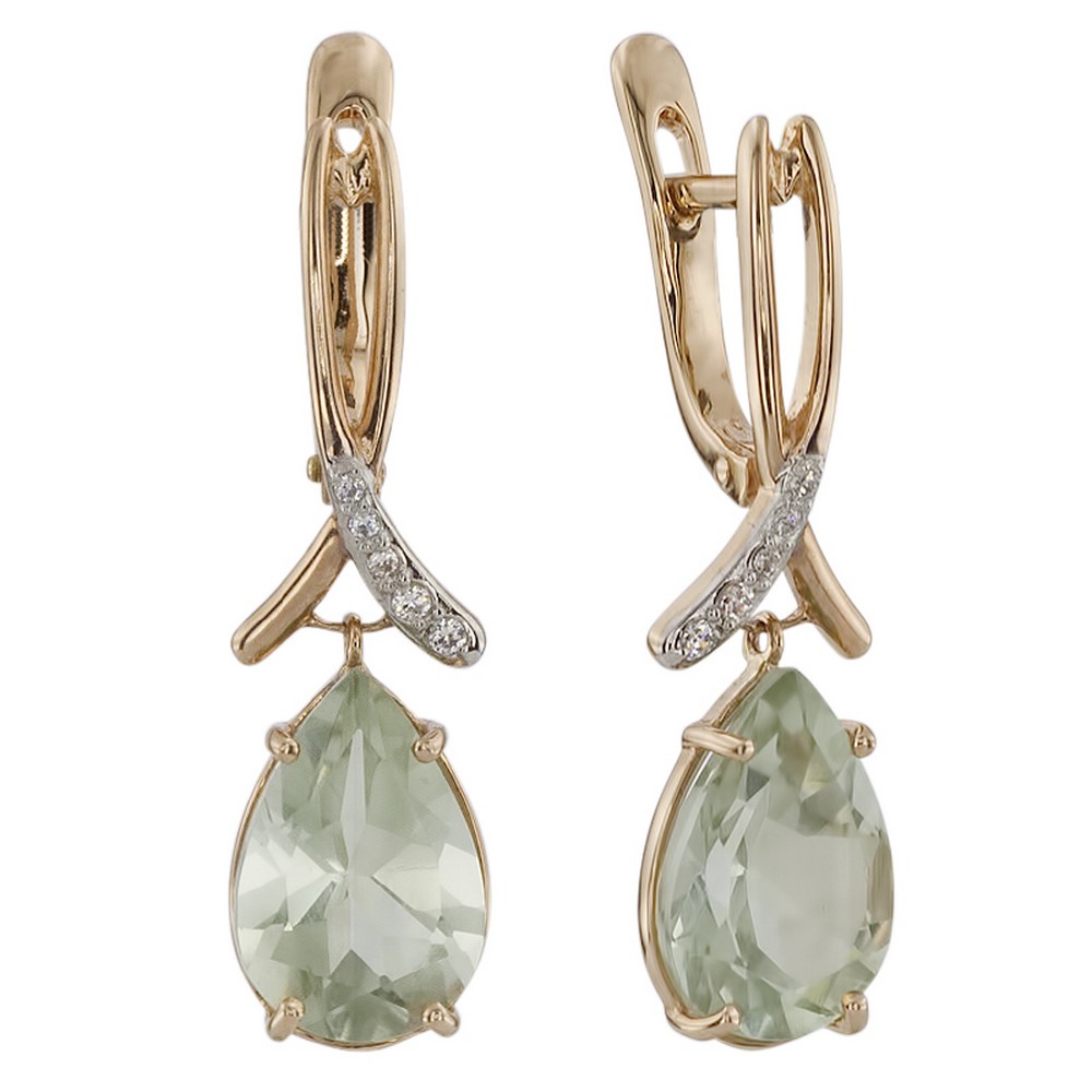 Серьги из золота с фианитом и с аметистом Алорис 021441 021441