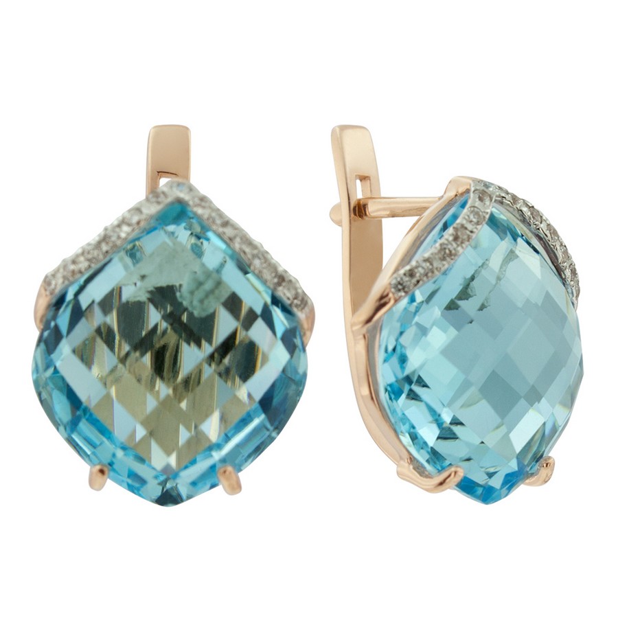 Серьги из золота с топазом и с фианитом Алорис 021519 021519